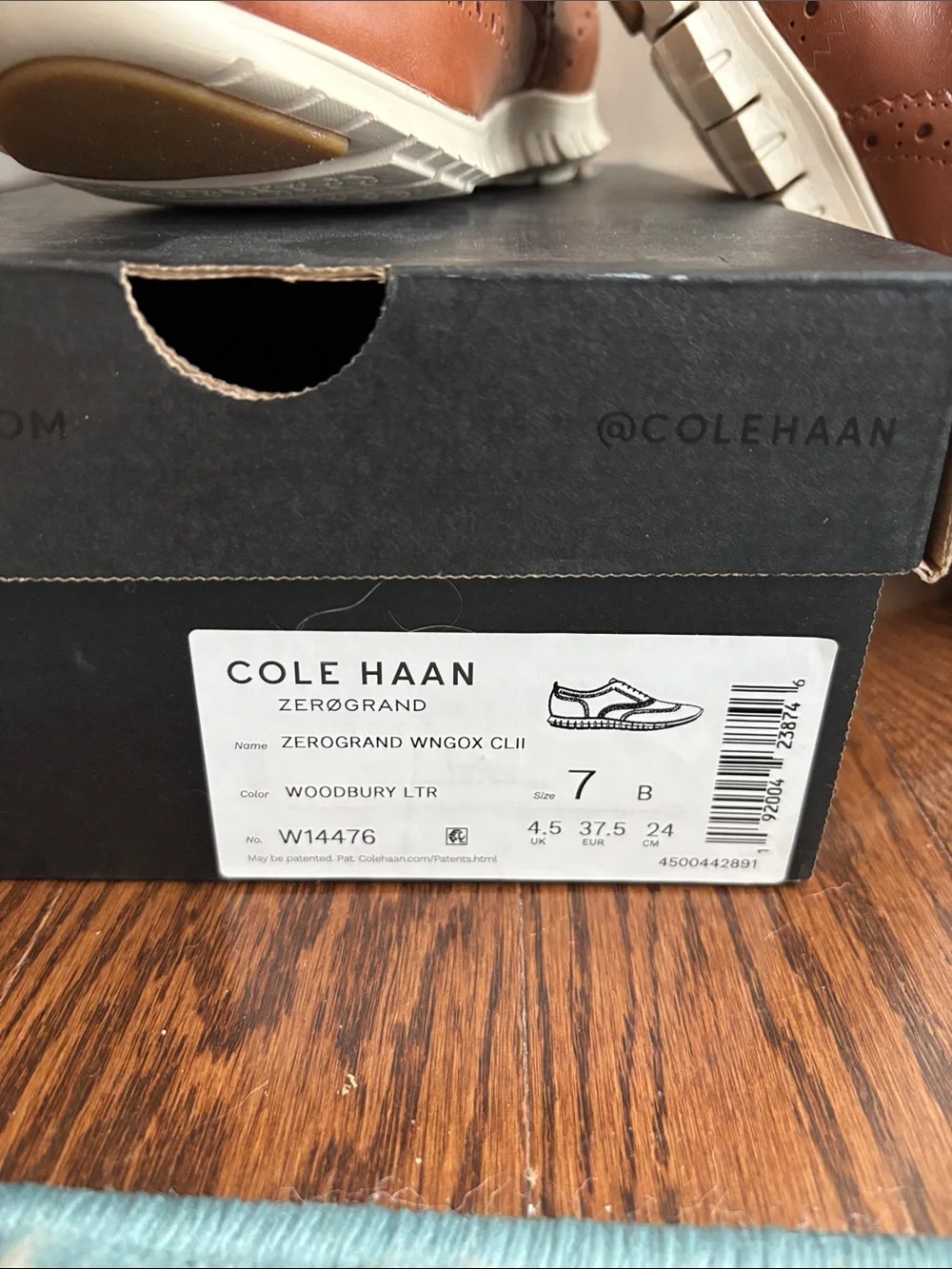 NIB Cole Haan Zerogrand Chestnut Brown Wingtip Derby Sneakers, 7